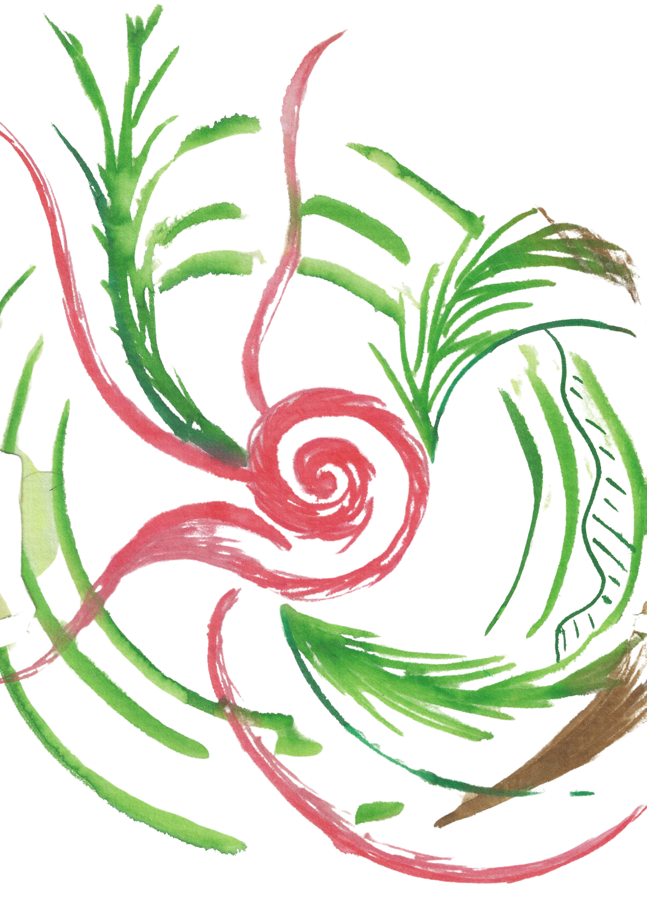 Crayon spiral art drawing, decorative background representing creative expression in holistic counselling and arts therapy.