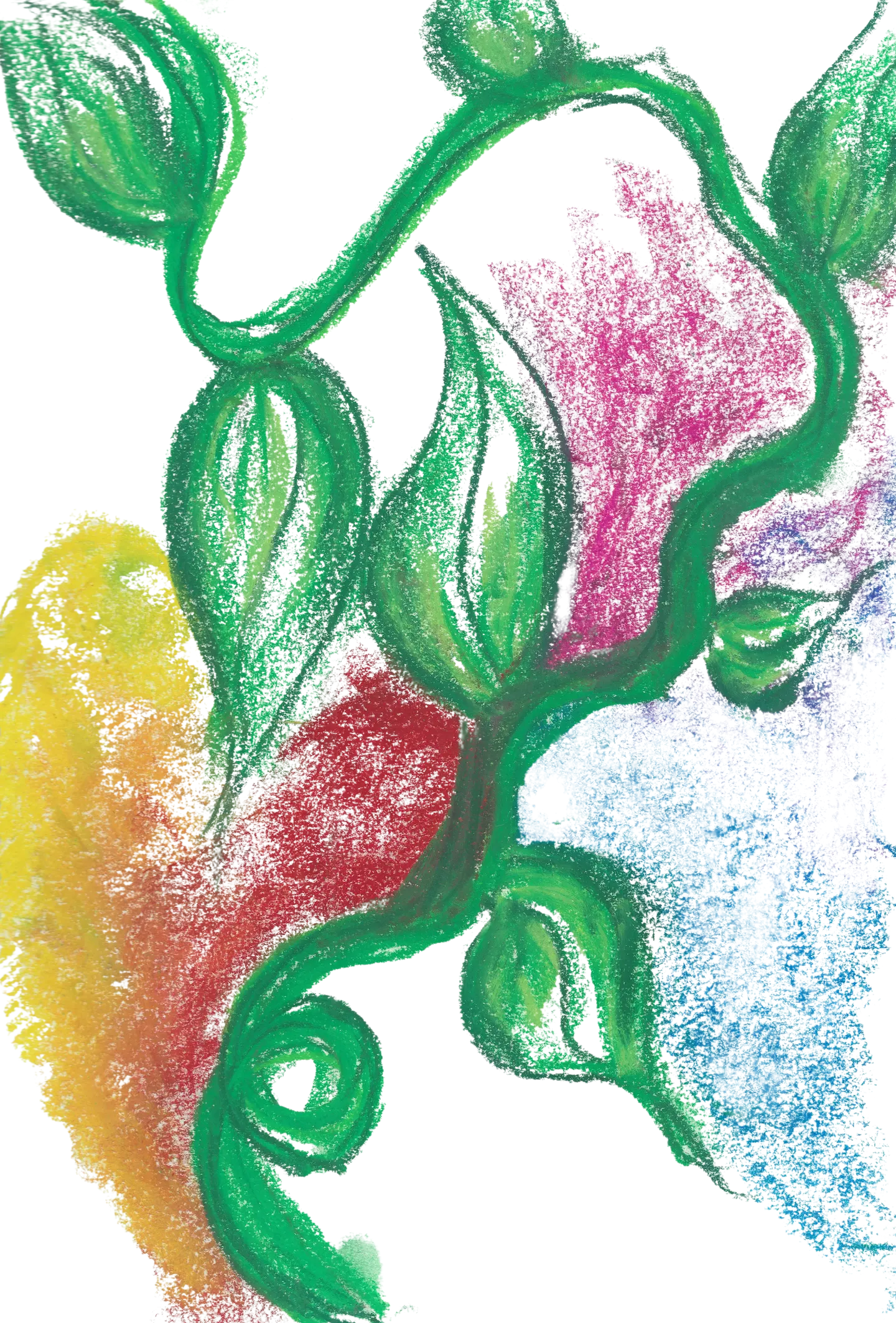 Acrylic painting of vines and nature themes, an example of painting therapy in Byron Bay.